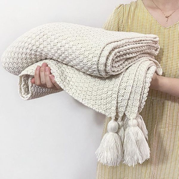 

blankets nordic style sofa office nap blanket tassel knitting ball wool leisure air conditioning
