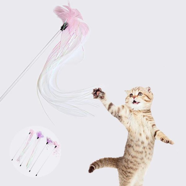 

cat toys plastic kitten interactive stick funny rod game wand feather toy pet supplies accessory
