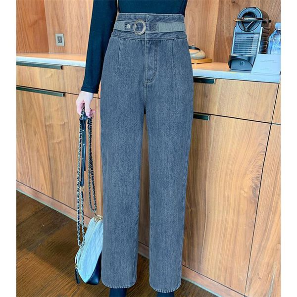 

jeans women leisure loose high waist retro wide leg women's, Blue