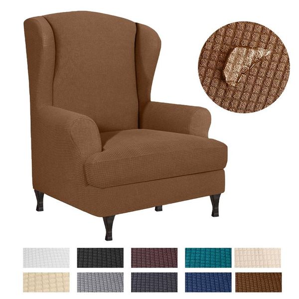 

chair covers wing back cover velvet spandex stretch slipcovers for office chairs stylish 2 piece set with elastic band
