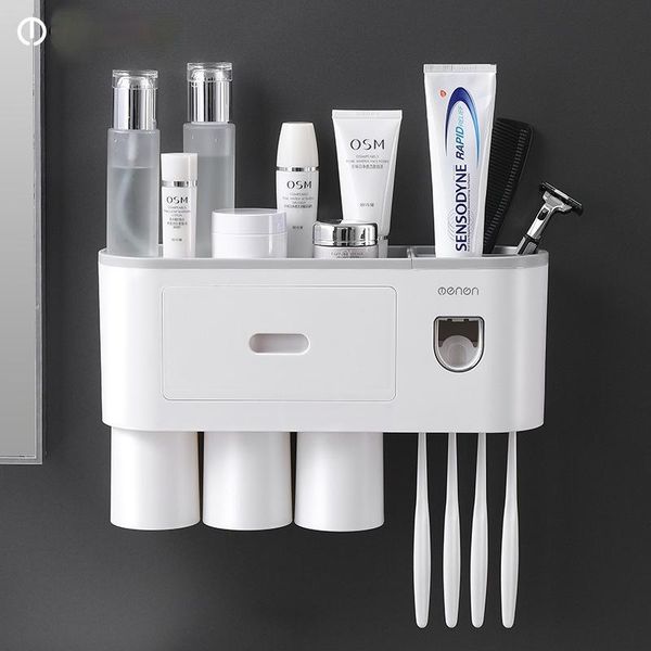 

bath accessory set creative toothbrush rack, non perforated mouthwash cup, wall mounted toilet, automatic toothpaste squeezing device