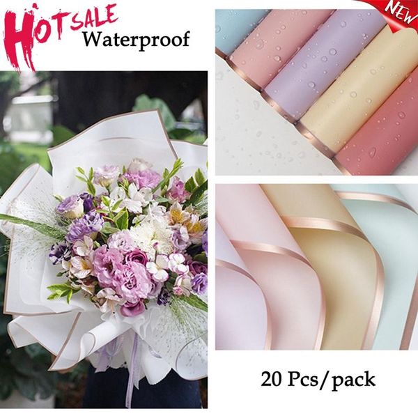 

pcs/pack solid color golden frame waterproof mist paper flower bouquet packaging diy gift wrapping material florists supplies other arts and