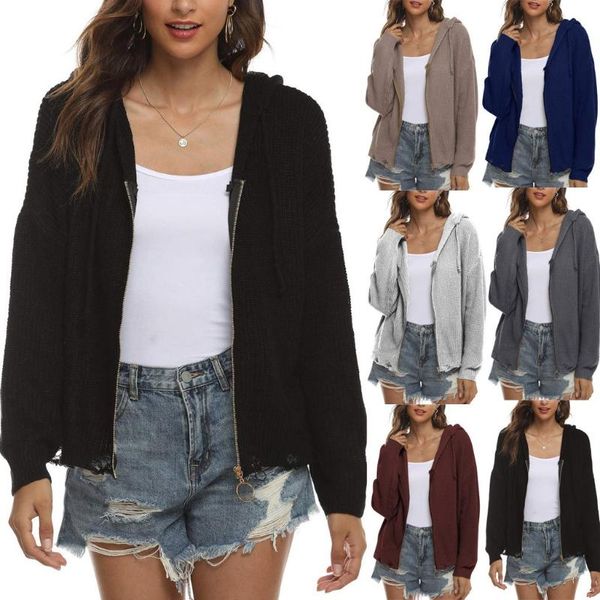 

women's hoodies & sweatshirts women ladies zipper hoodie hooded sweatshirt irregular loose casual harajuku femme, Black