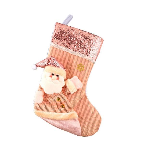 

christmas decorations stockings pink sequin tree ornaments socks candy gift bag fashionable santa reindeer snowman stocking hang