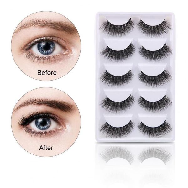 

false eyelashes 5pairs curled soft fiber makeup extensions eye lashes for ladies