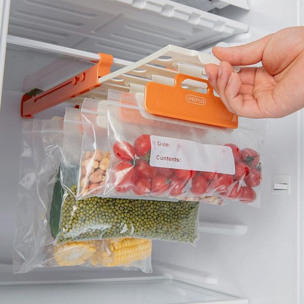 

hooks & rails storage rack simple household refrigerator track bag sealing clip fresh-keeping hanger kitchen cabinet tool