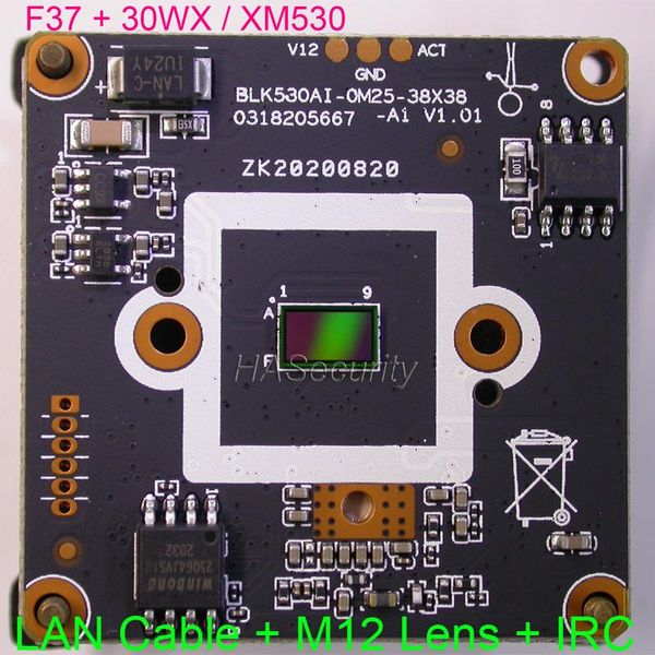 

h.265 ai 1080p 1/3" soi f37 cmos sensor + 30wx ( xm530 / ipc530 ) cctv ip camera pcb board module +lan cable +m12 lens +ircut cameras