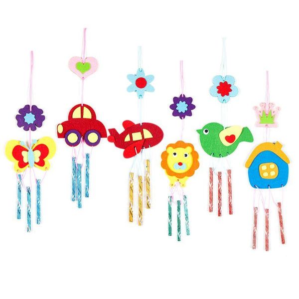 

wind chime children handmade cartoon animal non-woven paste making material package boys girls gifts x9fa decorative objects & figurines