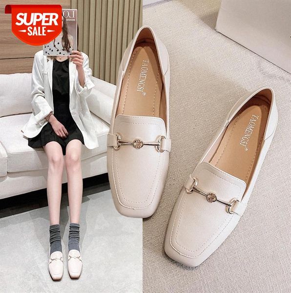 

professional single shoes women flat-heel square toe small leather women's large size two-wear one-pedal loafers #qb6x