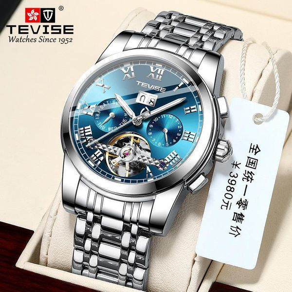 

wristwatches men's high-end watch wholesale fashion multifunctional waterproof luminous mechanical, Slivery;brown