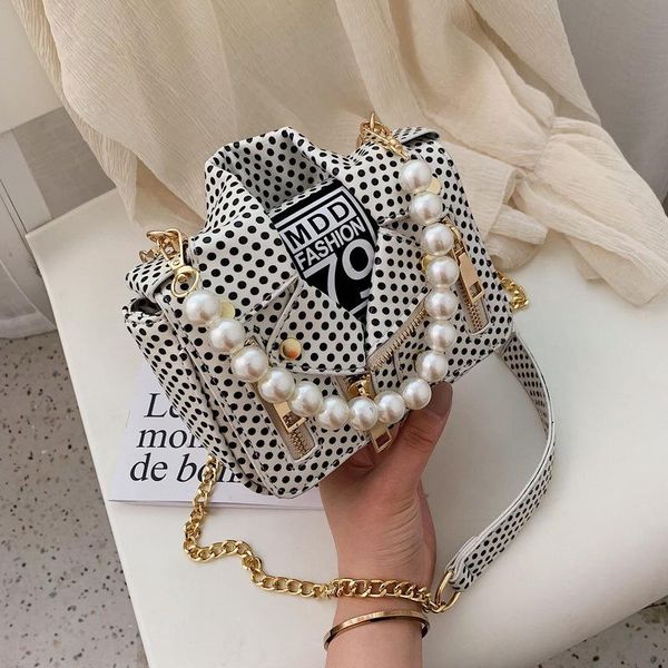 

evening bags jacket handbag designer personality pearl chain women's leather shoulder beaded bag female crossbody