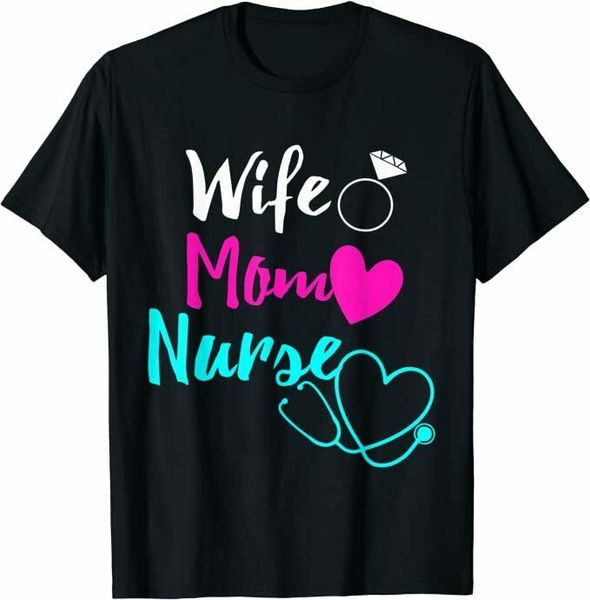 

wife mom nurse womens rn lpn mothers day tshirt size s-5xl, White;black