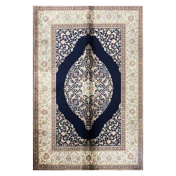 

carpets 4.5'x6.5'black blue silk carpet for sofa rugs and classic persian study floor mat