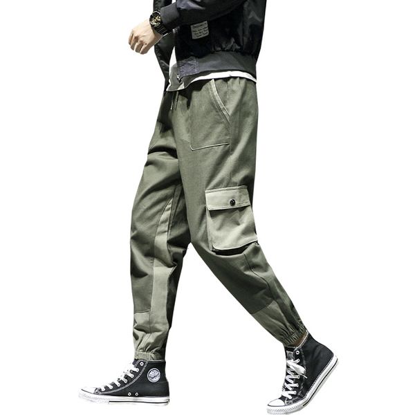 

2021 hip-hop jogger hare multi-pocket overalls male streetwear pants, Black