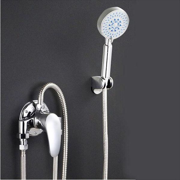 

brass bath faucet silver color and shower including hand hose bathroom sets