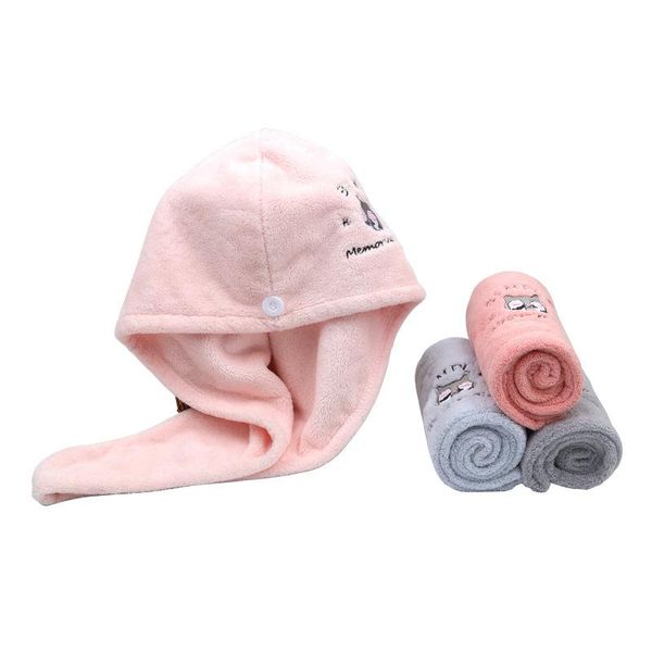 

creative microfiber embroidered hair drying cap thickened absorbent quick-drying dry towel soft high