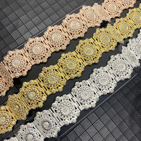 

gold morocco long sleeve belt algerian wedding jewelry full lime diamond metal waist chain european bridal jewelry gift, Silver