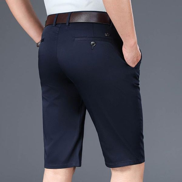 

large size 28-42 summer thin men's khaki shorts business casual black five-point pants dark blue bean green, White;black