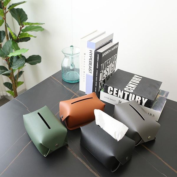 

tissue boxes & napkins ins style foldable leather car box el pumping office toilet home bathroom storage organizer