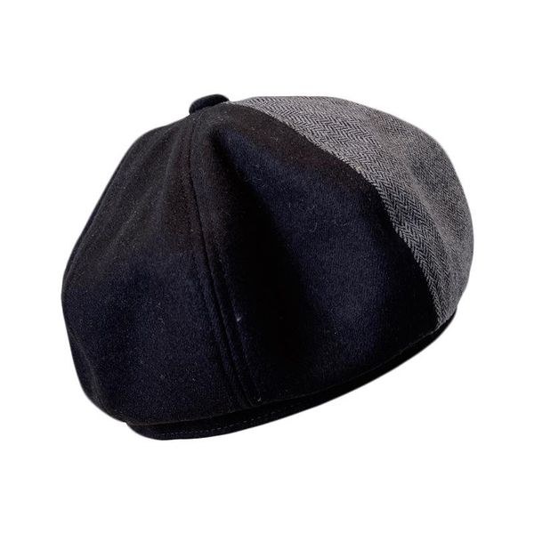 

beanies japanese split stitching plaid beret hat female autumn painter british retro style stewardess