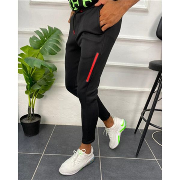 

mens solid colors skinny pants fashion trend elasticity hip hop drawstring jogging pant spring male fitness casual sports slim trousers, Black