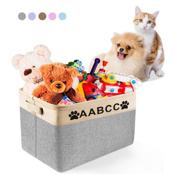 

dog apparel personalized pet toy storage basket canvas bag foldable toys linen box bins accessories supplies