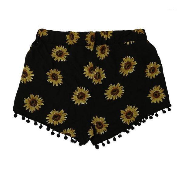 

women's small balls tassel edge floral print shorts y7721, White;black
