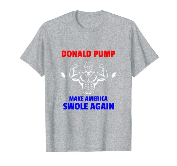 

donald pump: make america swole again for lifting t-shirt, White;black