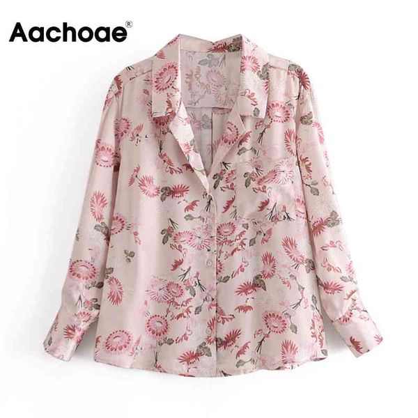 

retro women floral print shirts blouses long sleeve casual blouse with pocket turn down collar shirt ladies 210413, White