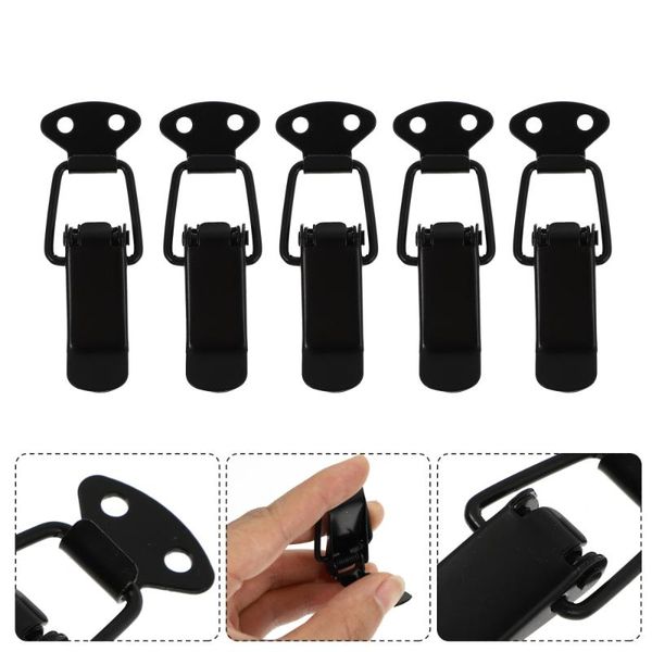 

fishing hooks 1 set 8pcs stainless steel spring loaded toggle latches box luggage lock (black)