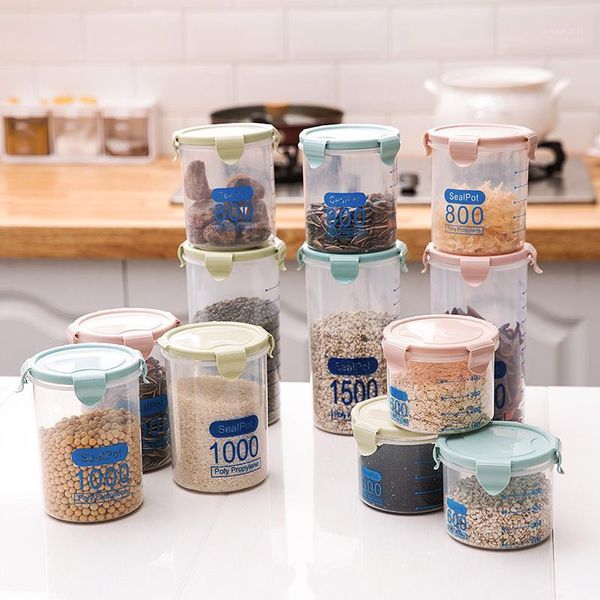 

storage bottles & jars 1pcs dried fruit grain sealed plastic tank buckle food box