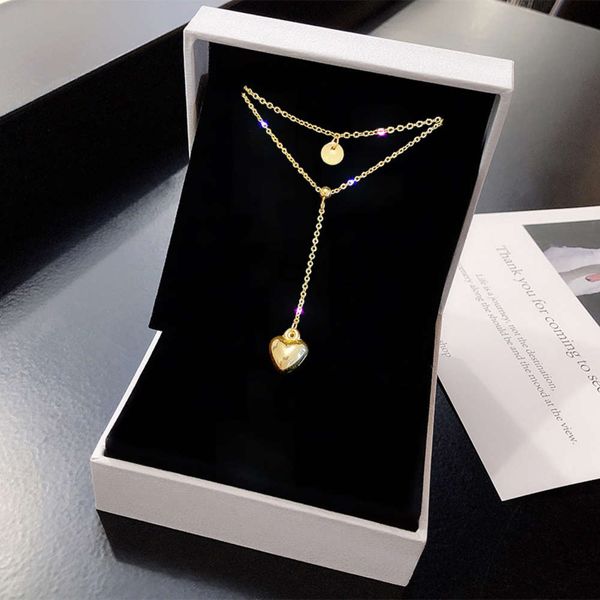 

south korea east gate love necklace women's cold wind simple light luxury niche clavicle chain, Black