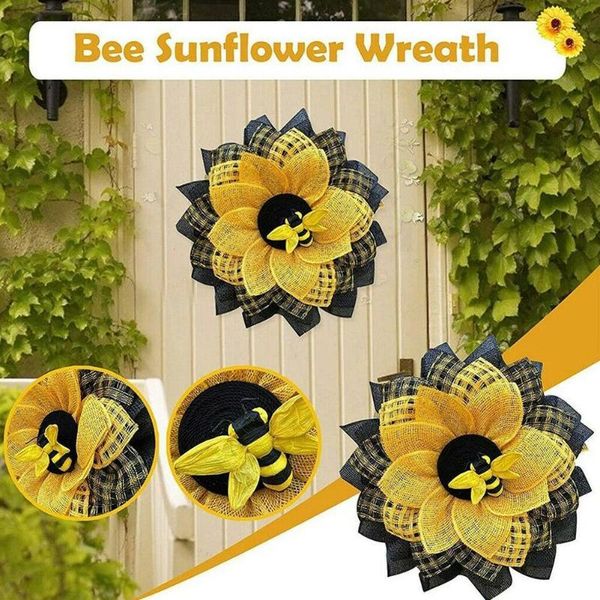 

bee sunflower entrance door wall pendant home decoration day wreath christmas hanging independence wedding u5z3 decorative flowers & wreaths