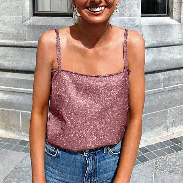 

women's tanks & camis sequin glitter strappy tank ladies sparkle swing vest clubwear party night tanks#j30, White