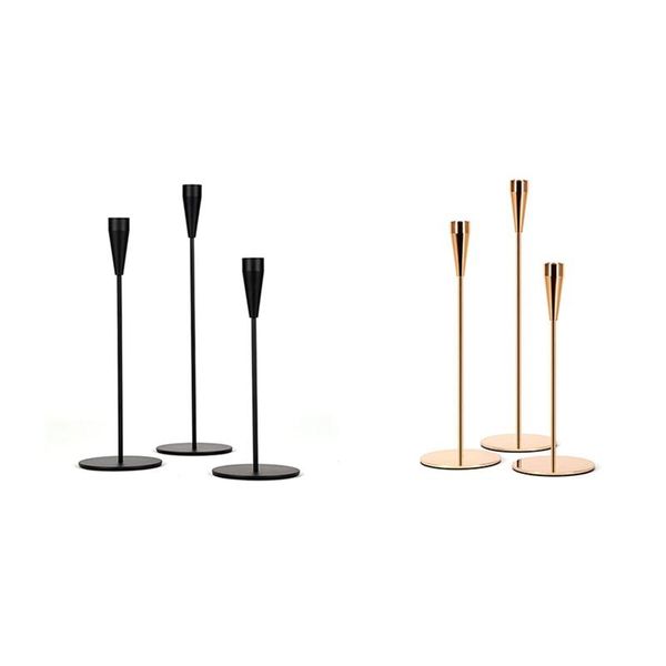 

candle holders metal high cone holder wedding anniversary party table center decoration-3 piece set