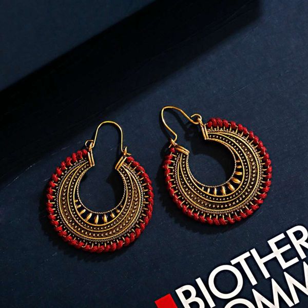

ethnic bohemian gold color dangle earrings button for women gifts female boho fashion party jewelry ornaments accessories, Golden
