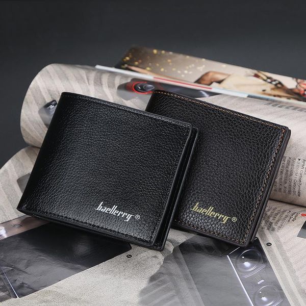 

wallets men short wallet bifold faux leather money purse clutch card holder male solid business slim, Red;black