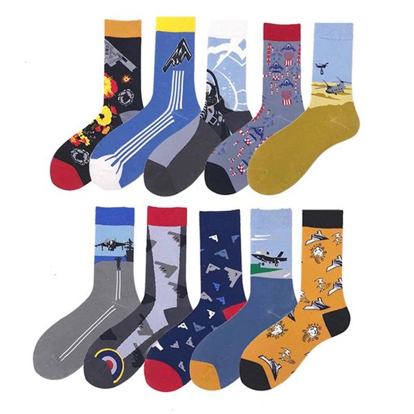 

men's socks 2021 product cotton high-personality creative cartoon tube women, Black