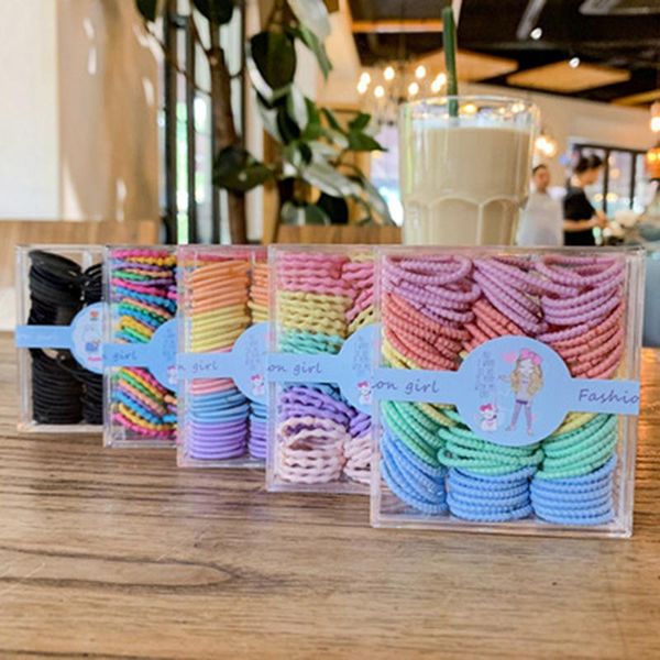 

hair accessories high elastic girls seamless rope colorful thick band head rubber scrunchies hairwear ties for children, Slivery;white