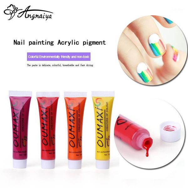 

profession 12pcs acrylic tube pigment colorful painted gel varnish for nail art design 3d drawing polish s0791