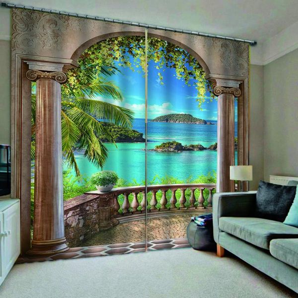 

curtain & drapes custom any size po roman curtains 3d window balcony scenery thickened windshield blackout
