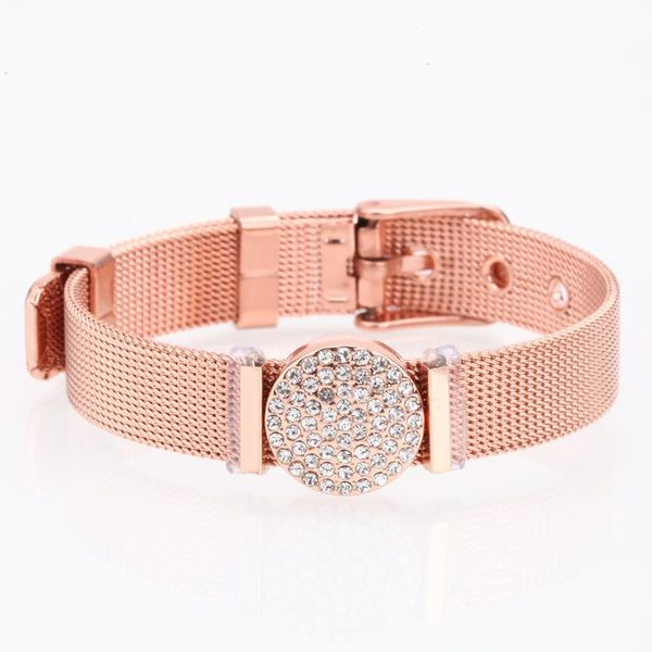 

charm bracelets mcllroy for women/men fashion mesh crystal stainless steel bracelet bangle rose gold/silver female jewelry 2021 femme, Golden;silver