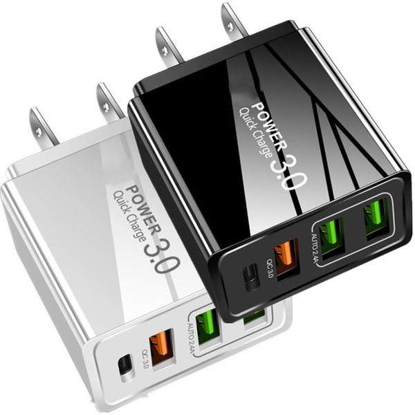 4 portas rápido tipo c usb c carregador pd qc3.0 ue eua carregadores de parede para iphone 11 12 13 14 15 samsung tablet pc android telefone