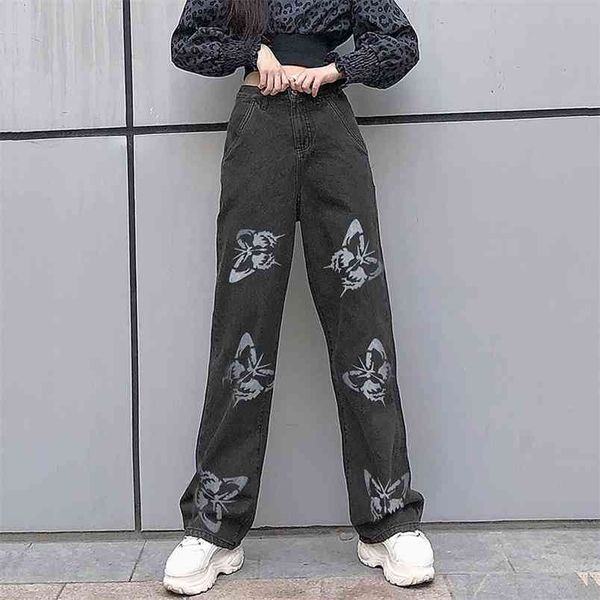 

straight wide denim pants women baggy y2k jeans for girls female fashion high waisted trouser streetwear 210510, Blue