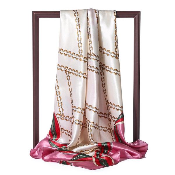 

scarves women scarf silk hijab 90cm square pashmina shawls lady wraps print neck hair band foulard bandana, Blue;gray