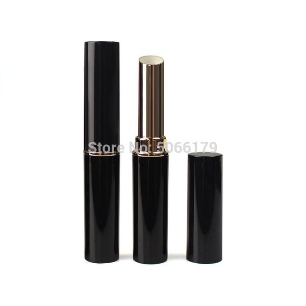 

storage bottles & jars 10/100pcs black slim lipstick tube round plastic gold lipbalm makeup accessories cosmetic lip containers tool