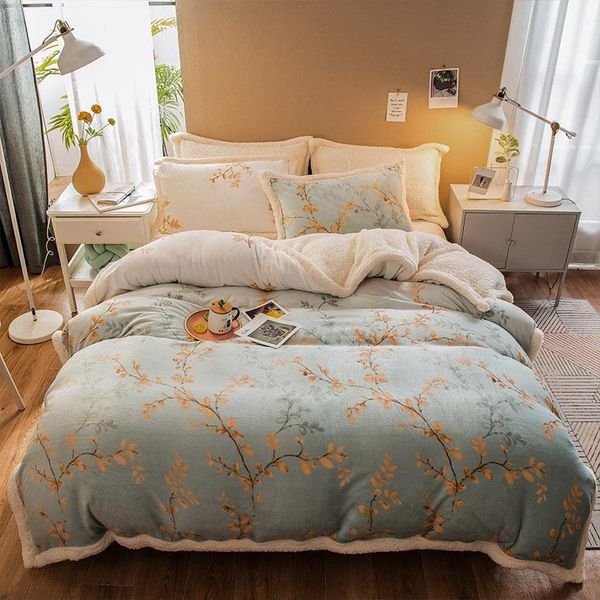 

bedding sets lamb wool set luxury milk velvet duvet cover winter bed sheets and pillowcases soft home sheet for bedroom