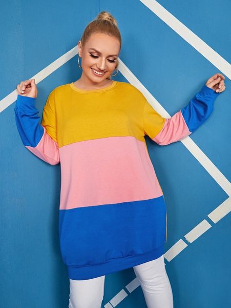 

plus colorblock drop shoulder sweatshirt q9ve#, Black