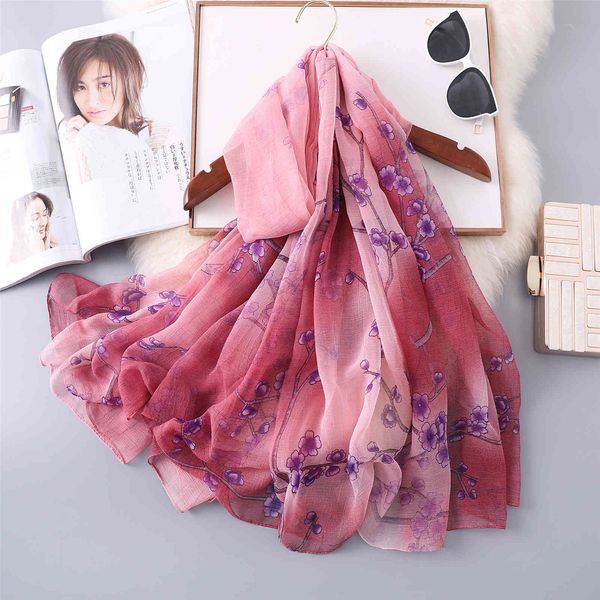 

hangzhou new crocodile wrinkled gauze beautiful versatile flower printing super large silk towel women's travel beach, Blue;gray