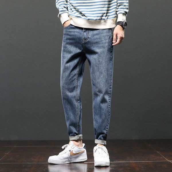 

men's jeans 2021 fashion brand large size loose harlan straight pants casual, Blue